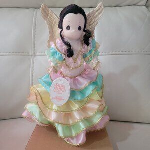 Precious Moments Angel  Of The South Doll Collectible with Rainbow Dress & Gold